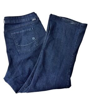 Source of Wisdom Women Dark Wash Flare Jeans Size 22 Blue Denim Bootcut